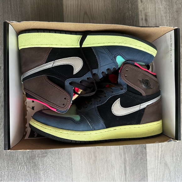 Nike Black and Brown Sneakers with Bold Neon Accents